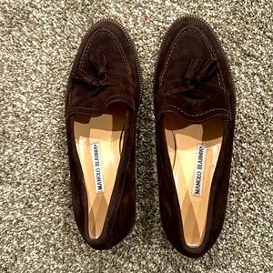 Manolo Blahnik women’s brown suede loafer